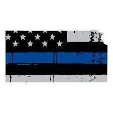 Thin Blue line decal - State of Kansas Grey Tattered Flag Decal - Various Sizes.