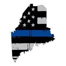 Thin Blue line decal - State of Maine Grey Tattered Flag Decal - Various Sizes.
