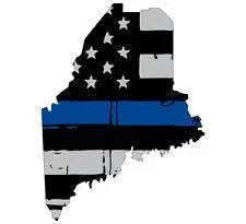 Thin Blue line decal - State of Maine Grey Tattered Flag Decal - Various Sizes.