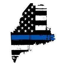 Thin Blue line decal - State of Maine Tattered Flag Decal - Various Sizes.
