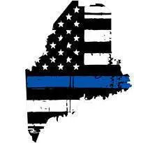 Thin Blue line decal - State of Maine Tattered Flag Decal - Various Sizes.