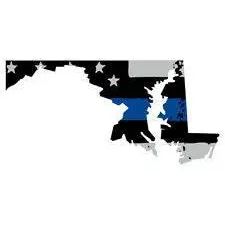 Thin Blue line decal - State of Maryland Grey Tattered Flag Decal - Various Sizes.