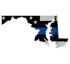 Thin Blue line decal - State of Maryland Grey Tattered Flag Decal - Various Sizes - BuckUp Tactical