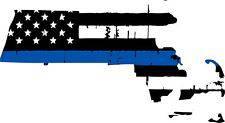 Thin Blue line decal - State of Massachusetts Tattered Flag Decal - Various Sizes - BuckUp Tactical