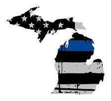 Thin Blue line decal - State of Michigan Grey Tattered Flag Decal - Various Sizes - BuckUp Tactical