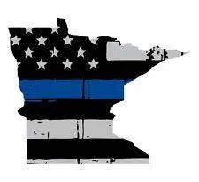 Thin Blue line decal - State of Minnesota Grey Tattered Flag Decal - Various Sizes.