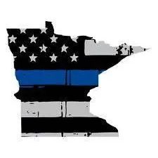 Thin Blue line decal - State of Minnesota Grey Tattered Flag Decal - Various Sizes.