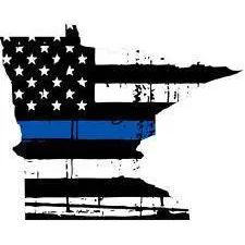 Thin Blue line decal - State of Minnesota Tattered Flag Decal - Various Sizes.