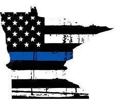 Thin Blue line decal - State of Minnesota Tattered Flag Decal - Various Sizes.