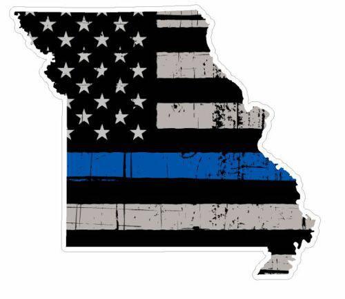 Thin Blue line decal - State of Missiouri Grey Tattered Flag Decal - Various Sizes - BuckUp Tactical