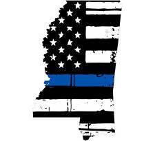 Thin Blue line decal - State of Mississippi Tattered Flag Decal - Various Sizes - BuckUp Tactical