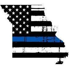 Thin Blue line decal - State of Missouri Tattered Flag Decal - Various Sizes.