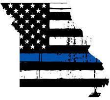 Thin Blue line decal - State of Missouri Tattered Flag Decal - Various Sizes - BuckUp Tactical