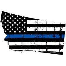 Thin Blue line decal - State of Montana Tattered Flag Decal - Various Sizes.
