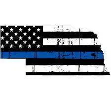 Thin Blue line decal - State of Nebraska Tattered Flag Decal - Various Sizes.