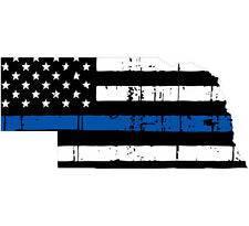 Thin Blue line decal - State of Nebraska Tattered Flag Decal - Various Sizes - BuckUp Tactical