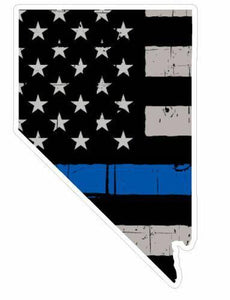 Thin Blue line decal - State of Nevada Grey Tattered Flag Decal - Various Sizes - BuckUp Tactical
