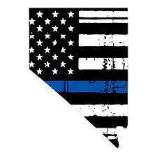 Thin Blue line decal - State of Nevada Tattered Flag Decal - Various Sizes.