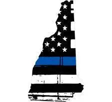 Thin Blue line decal - State of New Hampshire Tattered Flag Decal - Various Sizes.