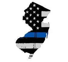 Thin Blue line decal - State of New Jersey Grey Tattered Flag Decal - Various Sizes.