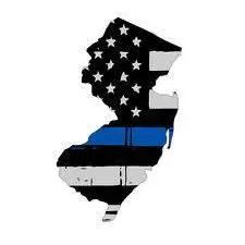 Thin Blue line decal - State of New Jersey Grey Tattered Flag Decal - Various Sizes.