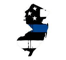 Thin Blue line decal - State of New Jersey Tattered Flag Decal - Various Sizes - BuckUp Tactical