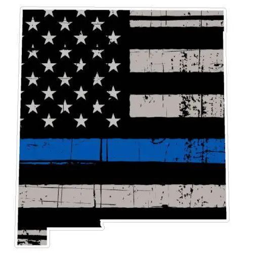 Thin Blue line decal - State of New Mexico Grey Tattered Flag Decal - Various Sizes.