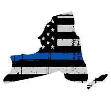 Thin Blue line decal - State of New York Grey Tattered Flag Decal - Various Sizes.