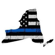 Thin Blue line decal - State of New York Grey Tattered Flag Decal - Various Sizes.