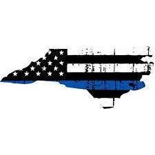 Thin Blue line decal - State of North Carolina Tattered Flag Decal - Various Sizes.