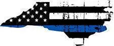 Thin Blue line decal - State of North Carolina Tattered Flag Decal - Various Sizes.