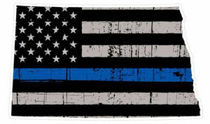 Thin Blue line decal - State of North Dakota Grey Tattered Flag Decal - Various Sizes - BuckUp Tactical