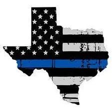 Thin Blue line decal - State of Texas Grey Tattered Flag Decal - Various Sizes.