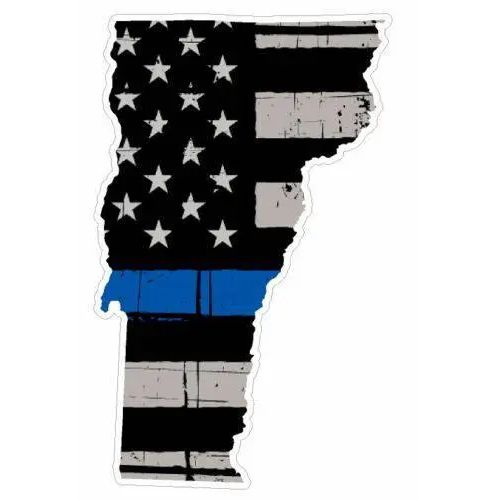 Thin Blue line decal - State of Vermont Grey Tattered Flag Decal - Various Sizes.