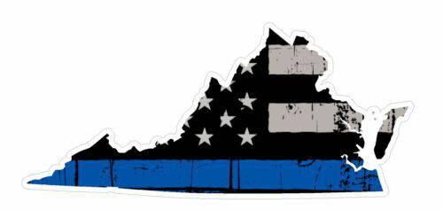 Thin Blue line decal - State of Virginia Grey tattered Flag Decal - Various Sizes - BuckUp Tactical