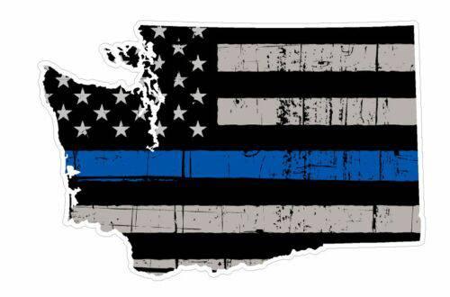 Thin Blue line decal - State of Washington Grey tattered Flag Decal - Various Sizes - BuckUp Tactical