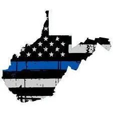 Thin Blue line decal - State of West Virginia Grey Tattered Flag Decal - Various Sizes.