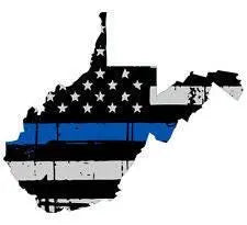 Thin Blue line decal - State of West Virginia Grey Tattered Flag Decal - Various Sizes.