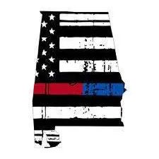 Thin Blue Red line decal - State of Alabama tattered Flag Decal - Various Sizes.