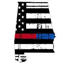 Thin Blue Red line decal - State of Alabama tattered Flag Decal - Various Sizes - BuckUp Tactical