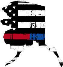 Thin Blue Red line decal - State of Alaska tattered Flag Decal - Various Sizes - BuckUp Tactical