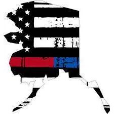 Thin Blue Red line decal - State of Alaska tattered Flag Decal - Various Sizes.