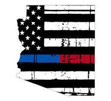 Thin Blue Red line decal - State of Arizona tattered Flag Decal - Various Sizes - BuckUp Tactical
