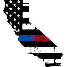 Thin Blue Red line decal - State of California tattered Flag Decal - Various Sizes.