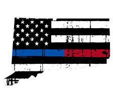 Thin Blue Red line decal - State of Connecticut tattered Flag Decal - Various Sizes - BuckUp Tactical