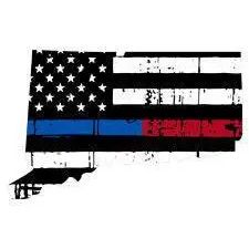 Thin Blue Red line decal - State of Connecticut tattered Flag Decal - Various Sizes.
