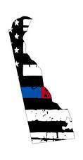 Thin Blue Red line decal - State of Delaware tattered Flag Decal - Various Sizes - BuckUp Tactical
