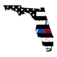 Thin Blue Red line decal - State of Florida tattered Flag Decal - Various Sizes.