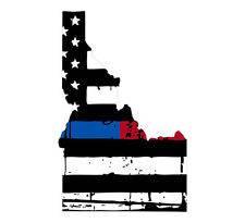 Thin Blue Red line decal - State of Idaho tattered Flag Decal - Various Sizes - BuckUp Tactical
