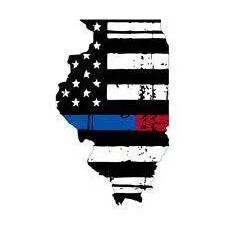 Thin Blue Red line decal - State of Illinois tattered Flag Decal - Various Sizes.